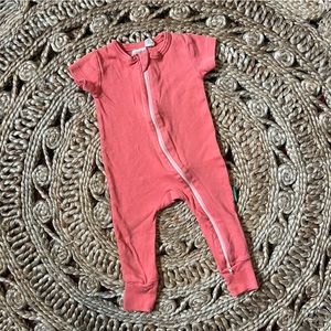 PARADE Organic Essential Basics '2-Way' Zip Romper - Short Sleeve, Orange 6-12M